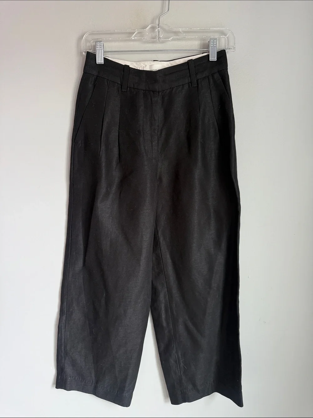 Aritzia Wilfred Effortless Cropped Wide-Leg Linen Pants Black 2
